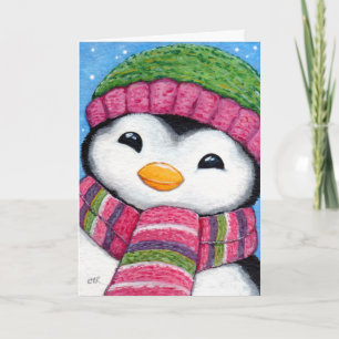 Cartão De Festividades Cute Festive Penguin Chick Christmas Card