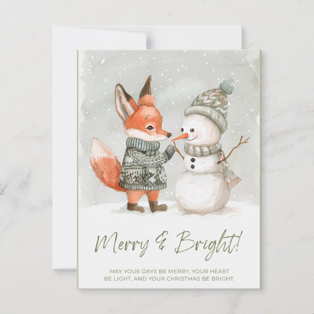 Cartão De Festividades Cute Fox in Jumper (Frente)