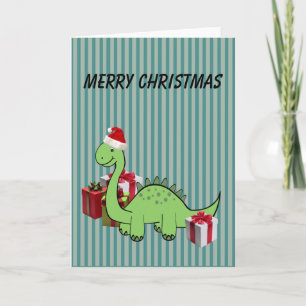 Cartão De Festividades Cute funny Christmas Santa dinosaur