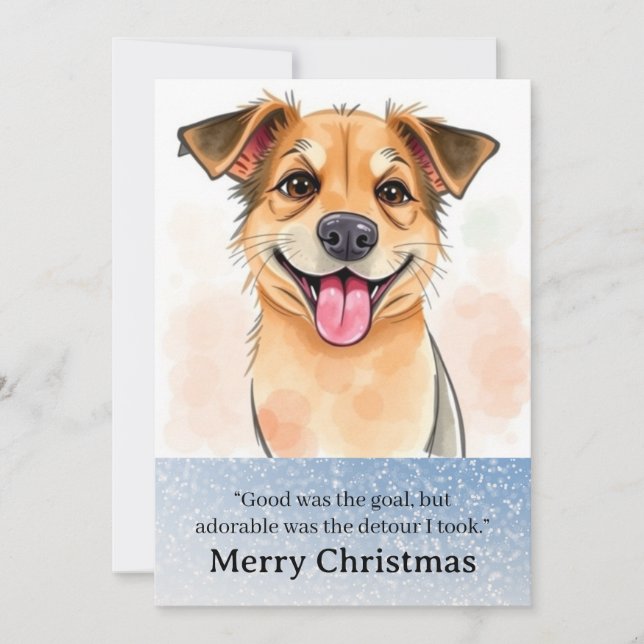Cartão De Festividades Cute Funny Dog Christmas Card (Frente)
