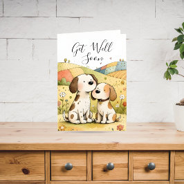 Cartão De Festividades Cute Get Well Soon Dogs Card