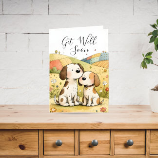 Cartão De Festividades Cute Get Well Soon Dogs Card