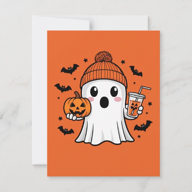 Cartão De Festividades Cute Ghost Halloween (Frente)