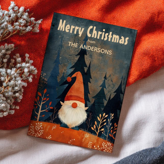 Cartão De Festividades Cute Gnome Nordic Art Merry Christmas Whimsical  (Criador carregado)