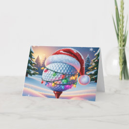 Cartão De Festividades Cute Golf Ball and Santa Hat