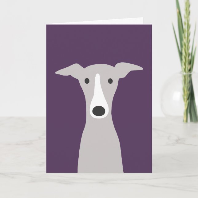 Cartão De Festividades Cute Greyhound, italiano Greyhound ou Whippet Card (Frente)