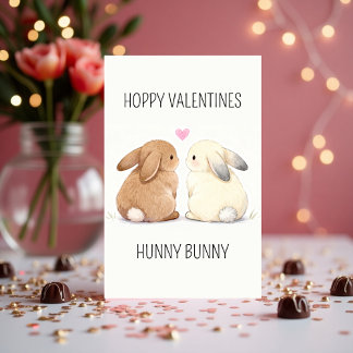 Cartão De Festividades Cute Hoppy Valentines Hunny Bunny Amor