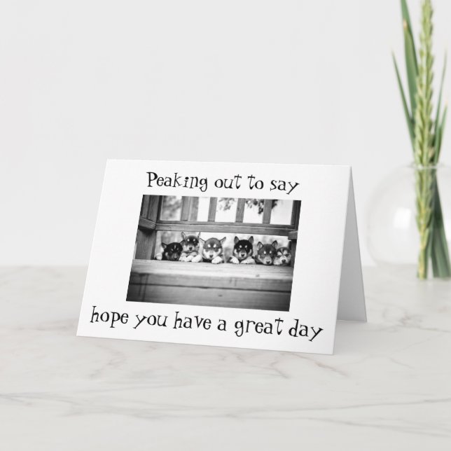 CARTÃO DE FESTIVIDADES CUTE HUSKIE PUPS DIZ **FELIZ ANIVERSÁRIO" (Frente)