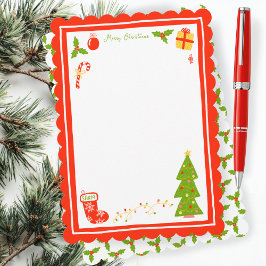 Cartão De Festividades Cute Icons Scalloped CUSTOM Christmas Stationery