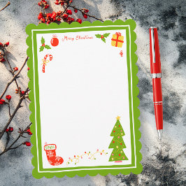 Cartão De Festividades Cute Icons Scalloped CUSTOM Christmas Stationery