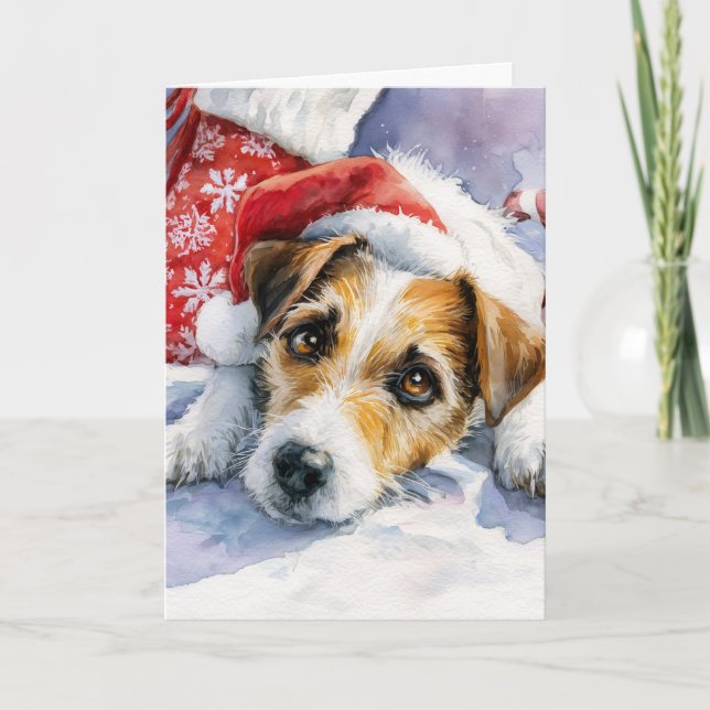 Cartão De Festividades Cute Jack Russell Christmas Greeting Card  (Frente)