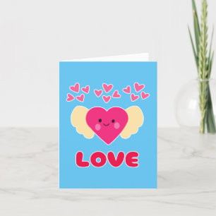 Cartão De Festividades Cute Kawaii Amor Coração Anjo Feliz Dia dos Namora