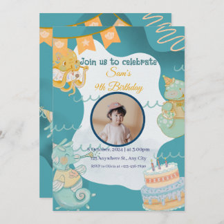 Cartão De Festividades Cute Kids Birthday Invitation