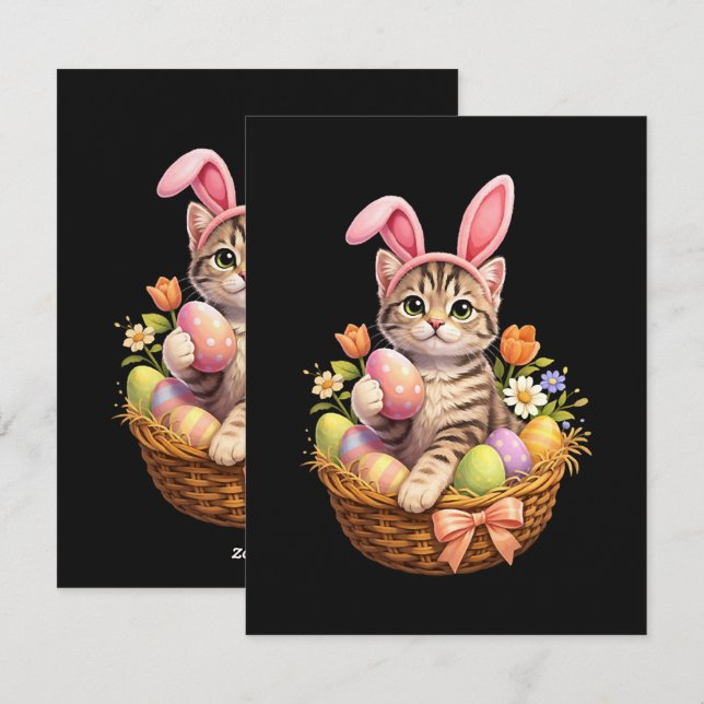 Cartão De Festividades Cute Kitten Lovers Happy Easter Cat (Frente/Verso)