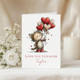 Cartão De Festividades Cute Kitten Valentine Card – Love You Fur-Ever