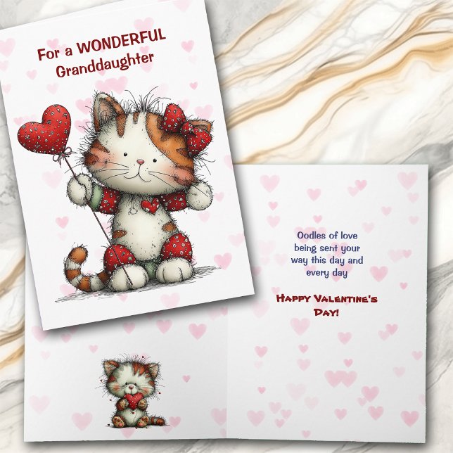 Cartão De Festividades Cute Kitty Cat Granddaughter Valentine Card (Criador carregado)