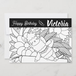 Cartão De Festividades Cute Llama de Ioga Floral de Aniversário para Colo