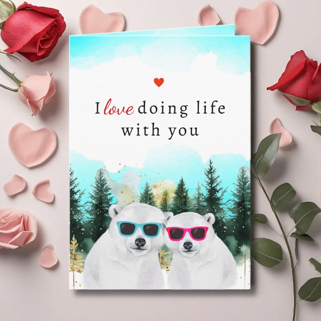 Cartão De Festividades Cute Love Life With You Bears Valentine's Day Card (Criador carregado)