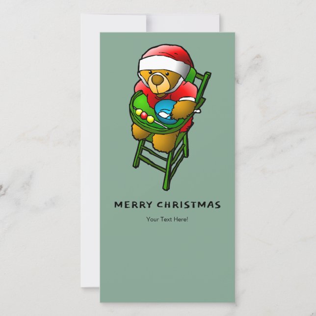 Cartão De Festividades Cute Merry Christmas from Teddy Bear (Frente)