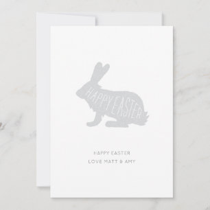 Cartão De Festividades Cute Minimal Gray Happy Easter Bunny Easter Card
