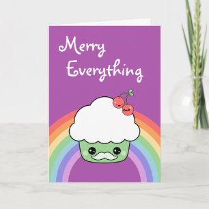 Cartão De Festividades Cute Mustache Cupcake Holiday