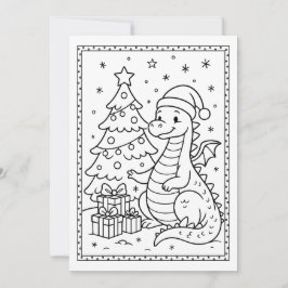 Cartão De Festividades Cute Natal Bebê Dinossauro Colorir Nota Plana