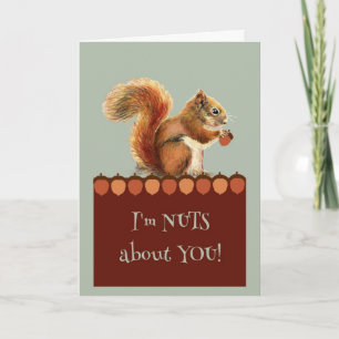 Cartão De Festividades Cute Nuts about You Valentine Day Squirrel Art