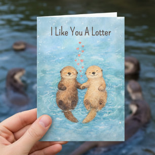 Cartão De Festividades Cute Otter Dia dos Namorados animal amor