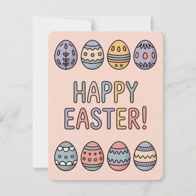 Cartão De Festividades Cute Pastel Easter Eggs Spring Holiday Card (Frente)