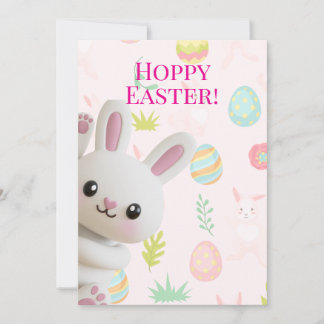 Cartão De Festividades Cute Peeking Bunny Hoppy Easter