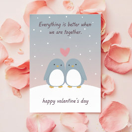 Cartão De Festividades Cute Penguin Couple Valentine Love Greeting Card
