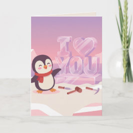 Cartão De Festividades Cute Penguin I Love You Valentine's Day Card