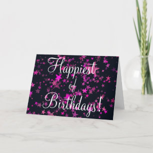Cartão De Festividades Cute Pink and Black Stars Design