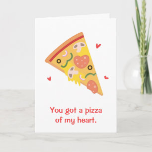 Cartão De Festividades Cute Pizza of my Heart Pun Love Humor