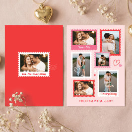 Cartão De Festividades Cute Postage Stamp Photo Collage Hearts Valentine