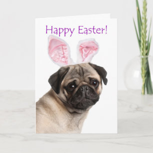 Cartão De Festividades Cute Pug Easter Card