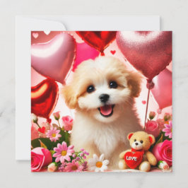 Cartão De Festividades Cute puppy Happy Valentine's day 