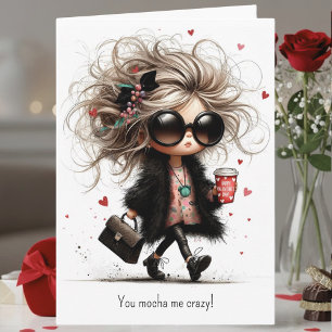 Cartão De Festividades Cute Quirky Coffee Pun Mocha Me Crazy Dia dos Namo