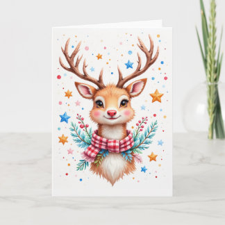 Cartão De Festividades Cute Reindeer Blank Holiday Greeting Card