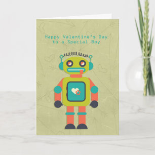 Cartão De Festividades Cute Robot, Happy Valentine's Day, Special Boy