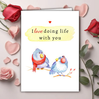 Cartão De Festividades Cute Romantic Love Birds Valentine's Day Card