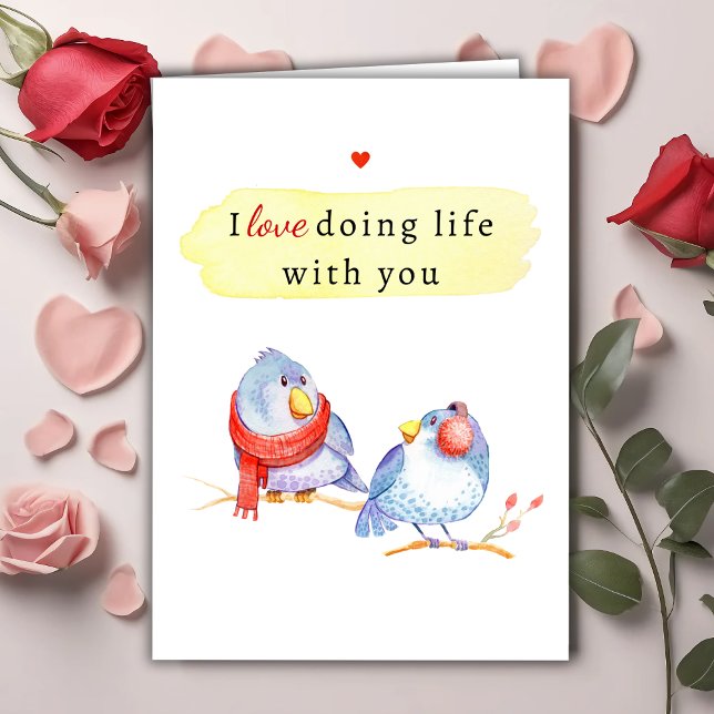 Cartão De Festividades Cute Romantic Love Birds Valentine's Day Card (Criador carregado)