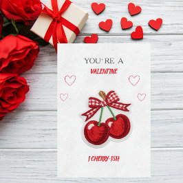 Cartão De Festividades Cute Romantic Retro Cherry Valentine’s Day Card