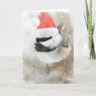 Cartão De Festividades Cute Santa Chickadee
