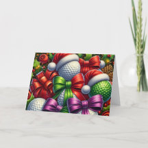 Cute Santa Golf Balls Christmas Holiday Card