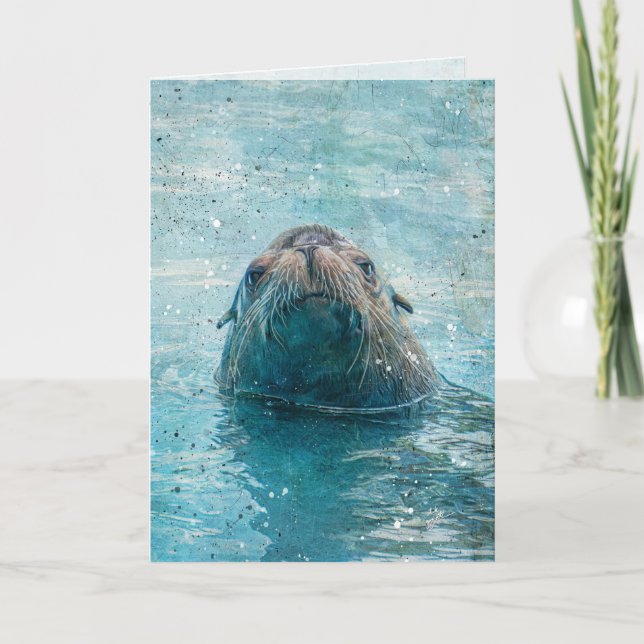 Cartão De Festividades Cute Sea Lion Marine Mammal All Occasion Blank (Frente)