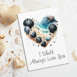 Cartão De Festividades Cute Seashell Heart Beach Love Valentine's Day