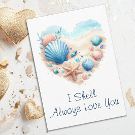Cartão De Festividades Cute Seashell Heart Beach Love Valentine's Day