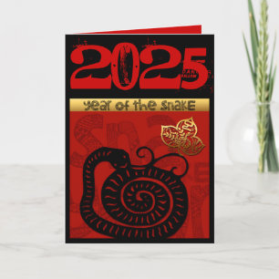 Cartão De Festividades Cute Snake Ano Novo Chinês 2025 Zodíaco Aniversári