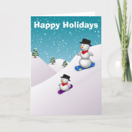 Cartão De Festividades Cute Snowboard Snowmen